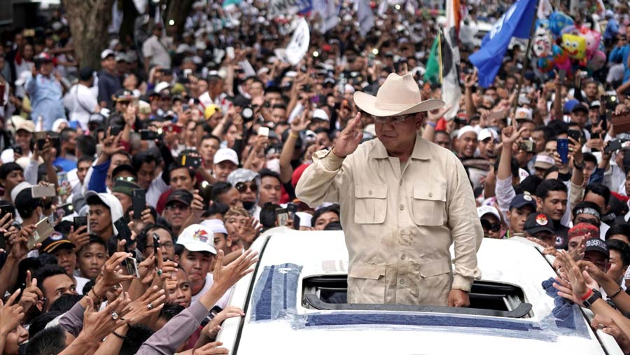 Gaya Prabowo Subianto pada Pilpres 2019. Dimas Ardian/Bloomberg