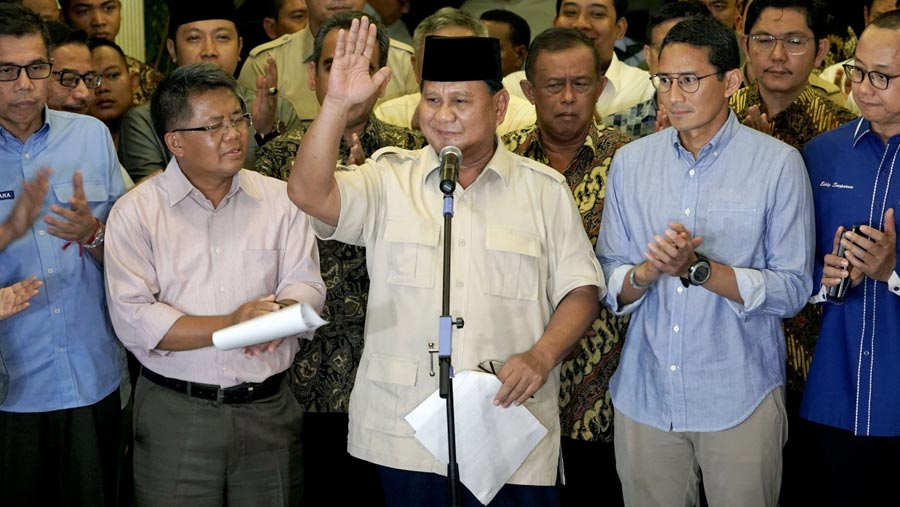 Gaya Prabowo Subianto pada Pilpres 2019. Dimas Ardian/Bloomberg