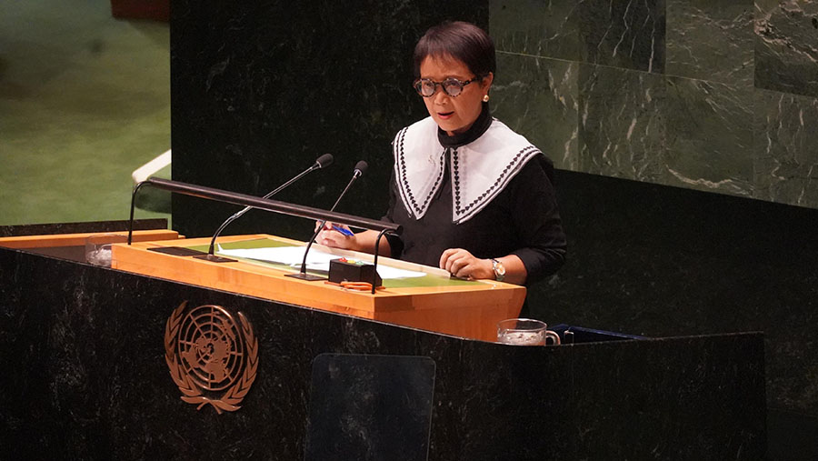 Menlu Retno Marsudi di Sidang Majelis Umum PBB. (Dok. Kemlu RI)