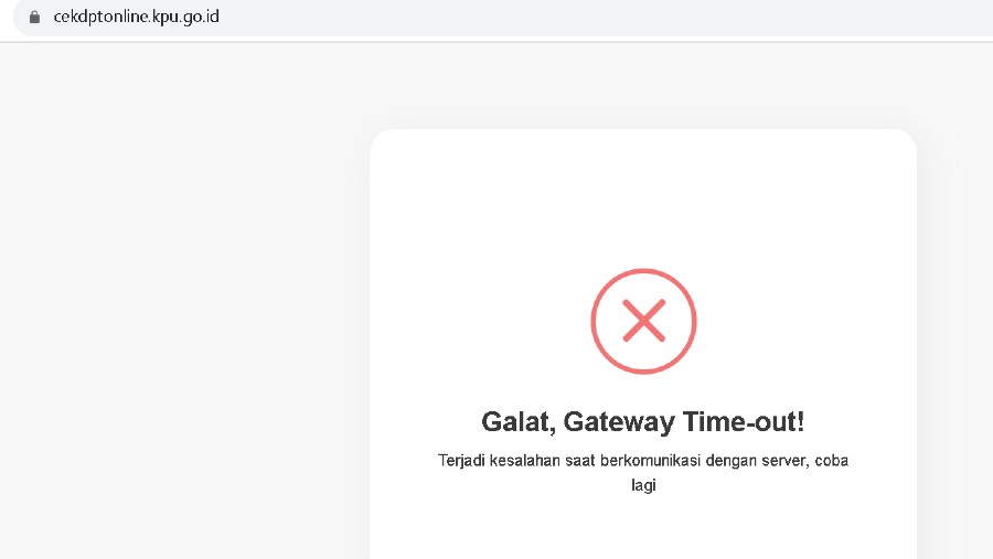 Data DPT KPU tak bisa diakses (screenshot kpu.go.id)