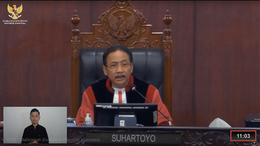 Ketua MK Suhartoyo. (Tangkapan Layar Youtube Mahkamah Konstitusi RI)