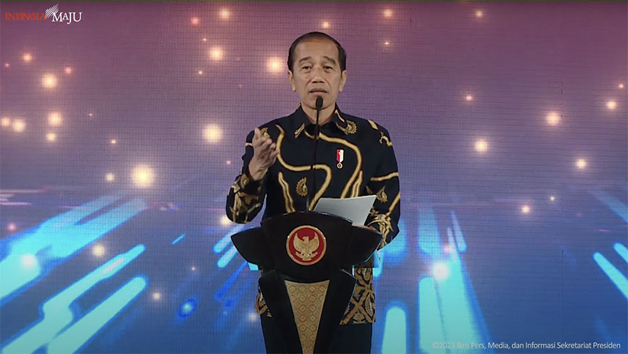 Sambutan Presiden Jokowi pada Pertemuan Tahunan Bank Indonesia Tahun 2023,Jakarta, 29 Nov 2023. (Tangkapan Layar Youtube Setpres)