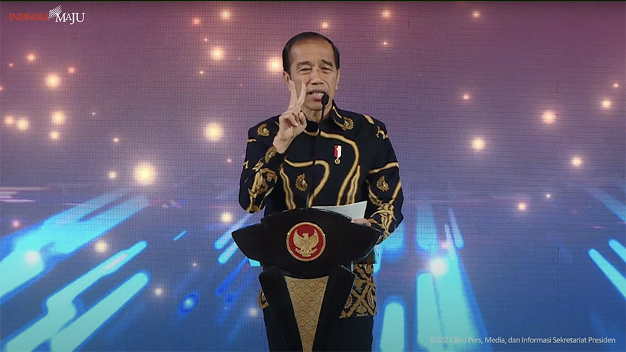 Sambutan Presiden Jokowi pada Pertemuan Tahunan Bank Indonesia Tahun 2023,Jakarta, 29 Nov 2023. (Tangkapan Layar Youtube Setpres)