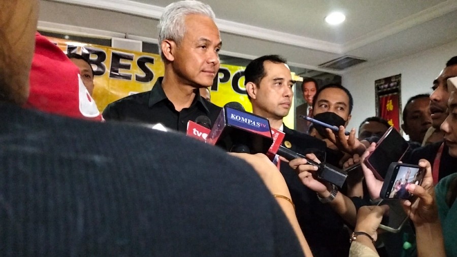 Capres nomor urut 3 Ganjar Pranowo di GBI Mawar Saron, Kelapa Gading (Bloomberg Technoz/Pramesti Regita Cindy)