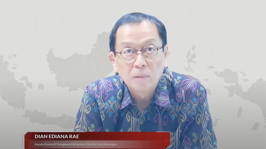 Kepala Eksekutif Pengawas Perbankan OJK, Dian Ediana Rae saat Konferensi Pers RDK Bulanan November 2023. (Tangkapan Layar Youtube OJK)