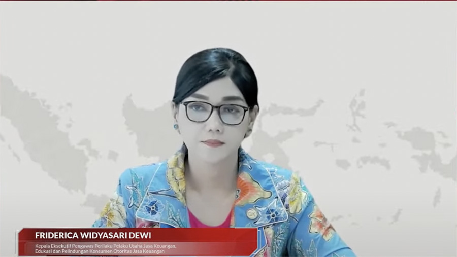 Kepala Pengawas Perilaku Pelaku Usaha Jasa Keuangan, Edukasi & Perlindungan Konsumen, Friderica Widyasari Dewi saat Konferensi Pers RDK. (Youtube OJK)