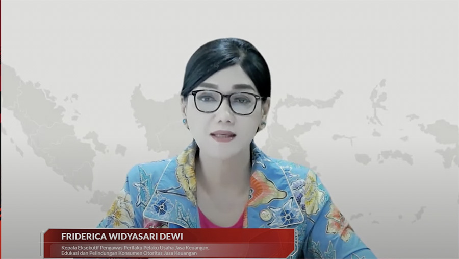 Kepala Pengawas Perilaku Pelaku Usaha Jasa Keuangan, Edukasi & Perlindungan Konsumen, Friderica Widyasari Dewi saat Konferensi Pers RDK. (Youtube OJK)