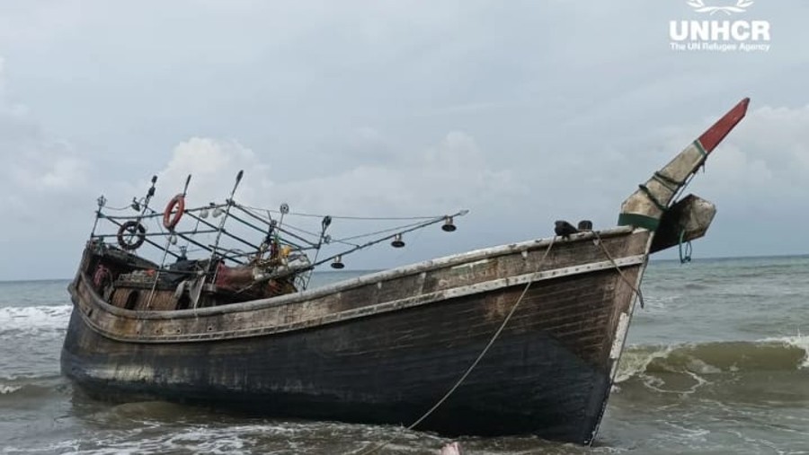 Kapal Pengungsi Rohingya, Myanmar yang berlabuh di Aceh. (Dok. UNHCR)