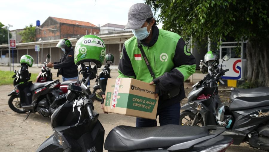 Ilustrasi GoTo Gojek Tokopedia. (Dok: Bloomberg)