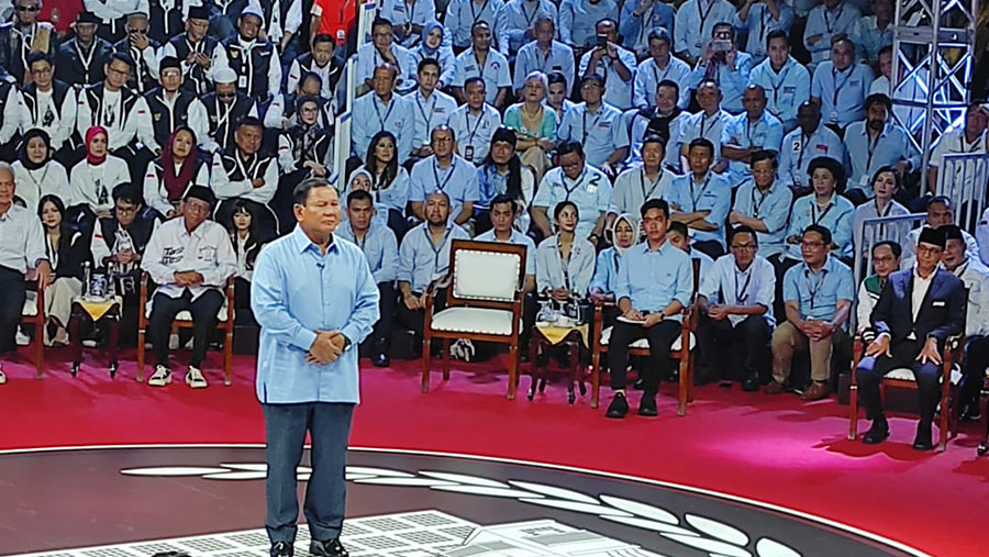 Prabowo Debat Capres Perdana (Andrean/Bloomberg Technoz)