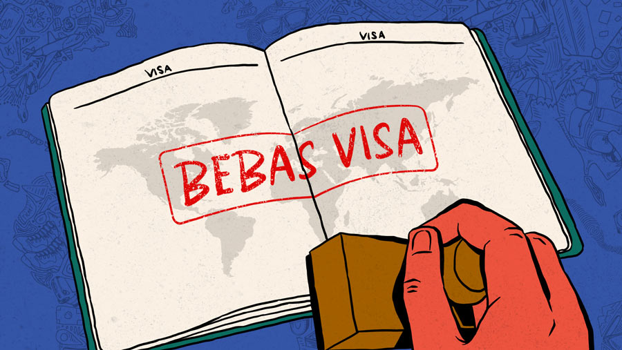 Ilustrasi negara bebas visa (Arie Pratama/Bloomberg Technoz)