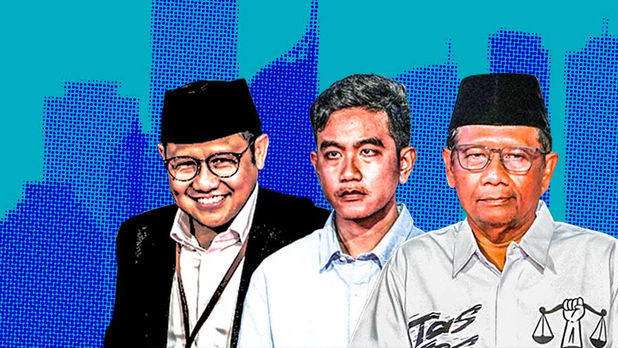 Foto Cover Artikel Ketiga Cawapres (Asfahan/Bloomberg Technoz)