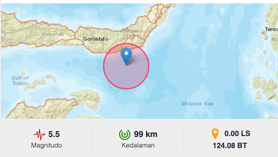 Gempa bumi Tenggara Bolaang Uki, Bolaang Mongondow Selatan (Bolsel), Sulawesi Utara (Sulut). (Dok. BMKG)