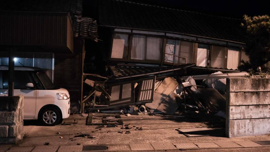 Dampak Gempa Jepang di Prefektur Ishikawa pada 2 Januari. (Sumber: Bloomberg)