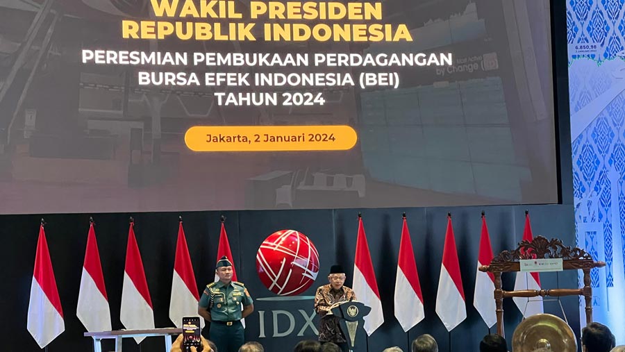 Peresmian pembukaan perdagangan Bursa Efek Indonesia 2024 (Mis Fransiska/Bloomberg Technoz)