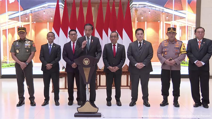 Keterangan Pers Presiden Jokowi, Pangkalan TNI AU Halim Perdanakusuma, 9 Januari 2024. (Tangkapan Layar Youtube Setpres)