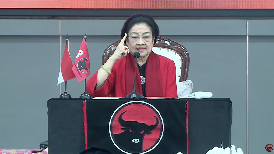 Ketua Umum PDIP, Megawati Soekarnoputri saat HUT PDIP ke-51 di Sekolah Partai PDI Perjuangan, Rabu (10/1/2024). (Tangkapan Layar Youtube PDIP)