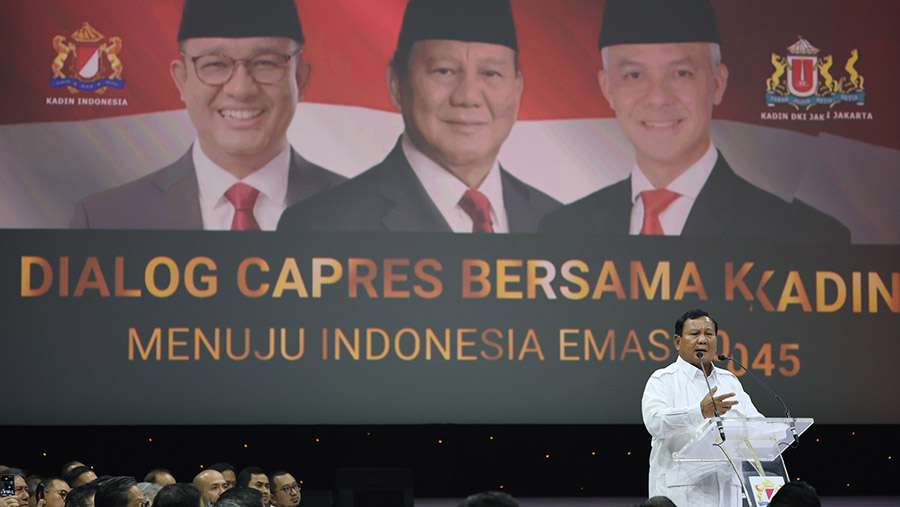 Calon presiden nomor urut 2 Prabowo Subianto saat dialog bersama Kadin. (Dok. TKN Prabowo-Gibran)