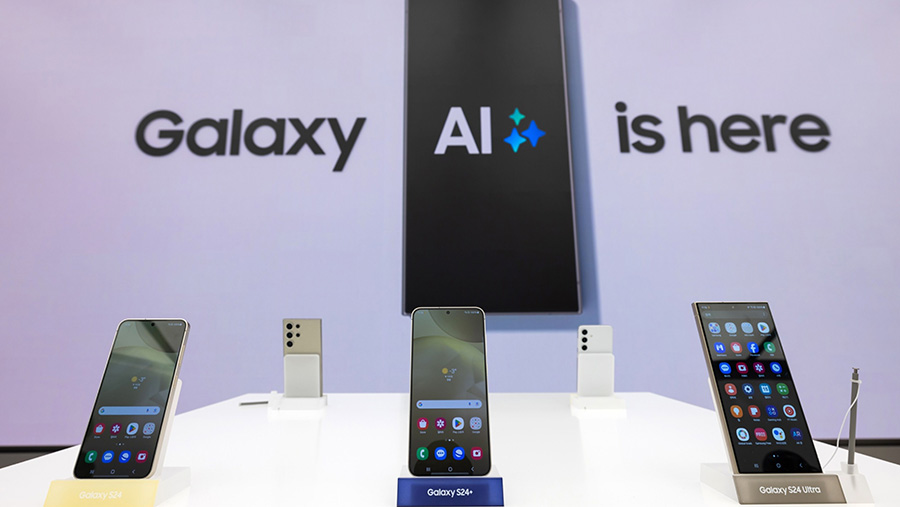 Samsung Perusahaan terbesar di Korea Selatan, meluncurkan rangkaian produk Galaxy S24. (SeongJoon Cho/Bloomberg)