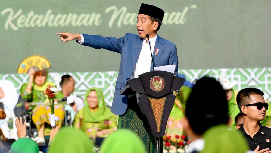 Presiden Jokowi di acara Hari Lahir ke-78 Muslimat NUdi Stadion GBK, Jakarta, Sabtu 20 Januari 2024. (Dok: Setkab)
