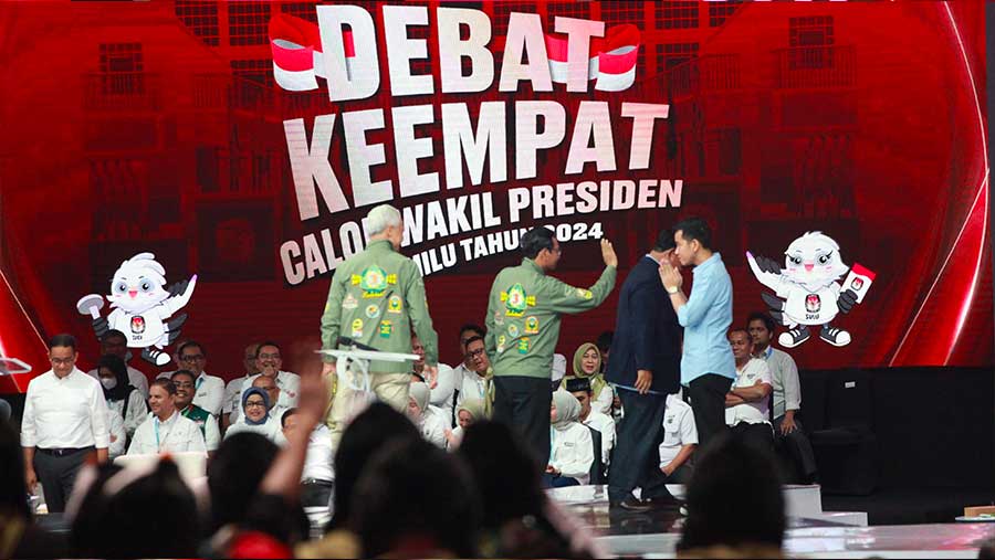 Ganjar Mahfud Prabowo Gibran Debat Cawapres (Andrean/Bloomberg Technoz)