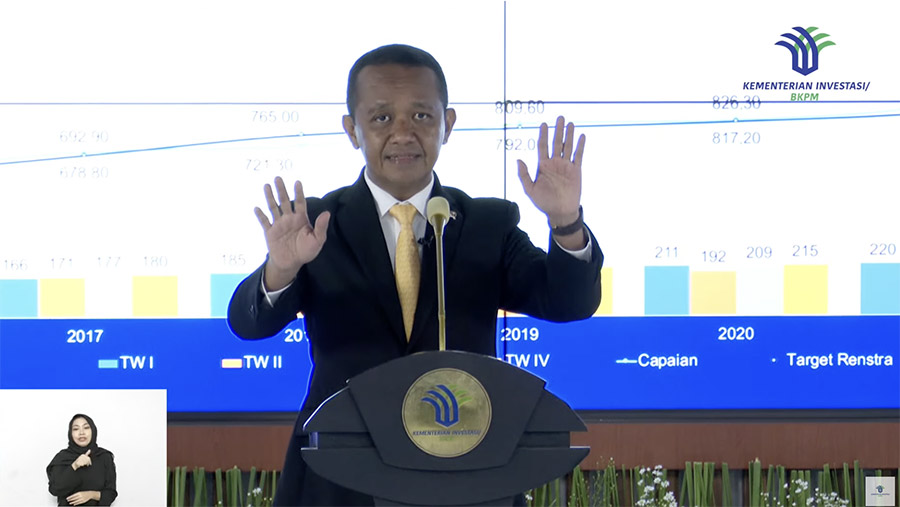 Menteri Investasi/Kepala BKPM, Bahlil Lahadalia saat Konferensi Pers Kinerja Investasi Tahun 2023. (Tangkapan Layar Youtube BKPM)