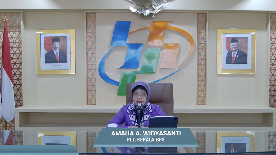 Plt. Kepala BPS, Amalia Adininggar Widyasanti saar Rilis BPS 1 Februari 2024. (Youtube BPS)