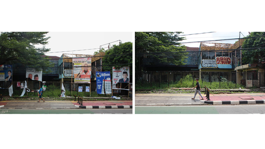 Foto kolase saat masa kampanye dan masa tenang di kawasan Jakarta, Senin (12/2/2024). (Bloomberg Technoz/Andrean Kristianto)