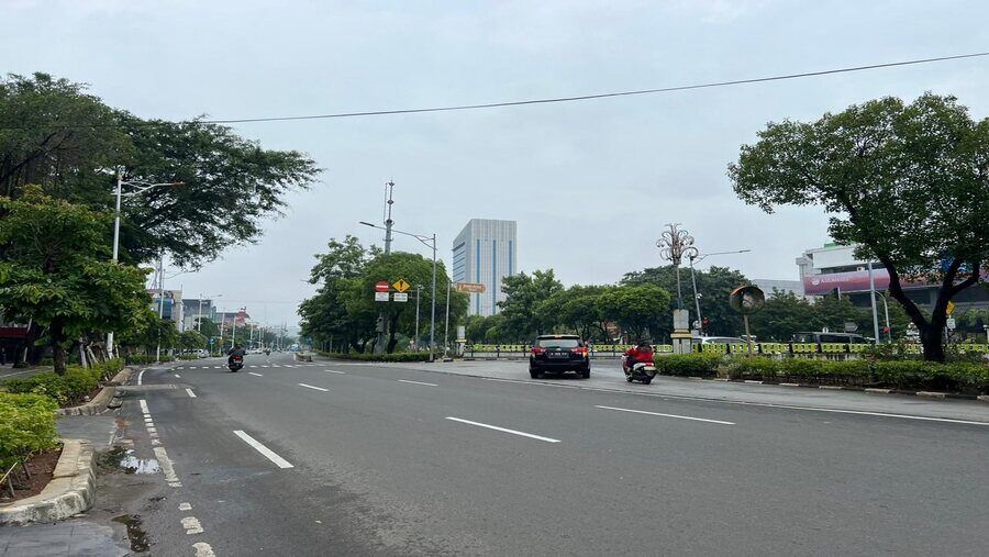 Kondisi lalu lintas di Jalan Veteran, Jakarta Pusat