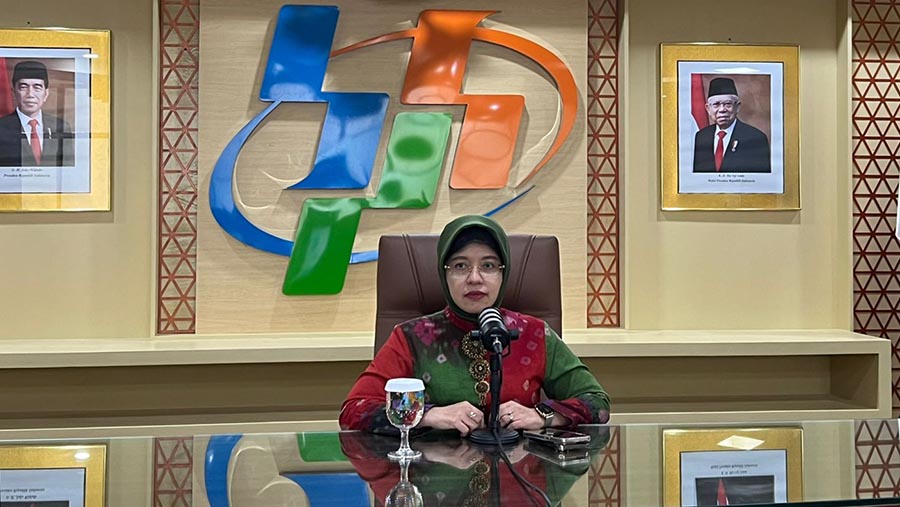 Plt. Kepala BPS Amalia Adininggar Widyasanti saat rilis BPS. (Bloomberg Technoz/Mis Fransiska Dewi)