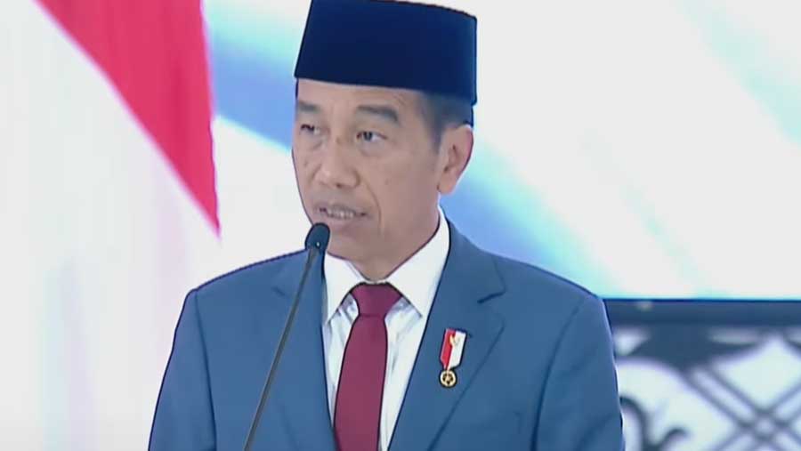 Presiden Jokowi di Rapim TNI Polri 2024 Kenaikan Pangkat Jenderal Prabowo (Sumber: YouTube KompasTV)