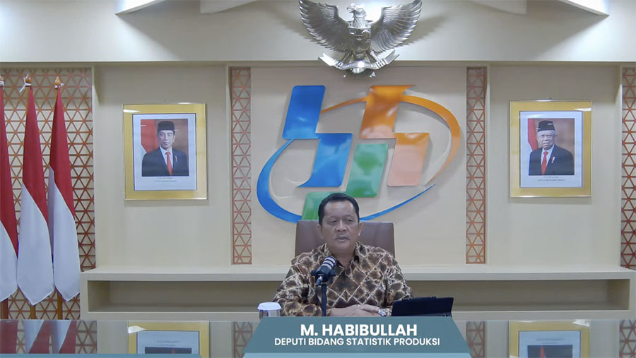 Deputi Bidang Statistik Produksi, M.Habibullah saat rilis BPS. (Tangkapan Layar Youtube BPS)