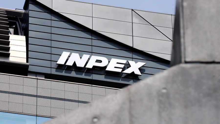Logo Inpex di kantor pusatnya di Jepang./Bloomberg-Robert Gilhooly