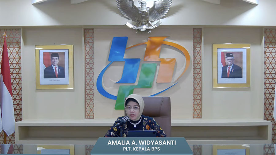 Plt. Kepala BPS Amalia Adininggar Widyasanti saat rilis BPS.  (Youtube BPS)
