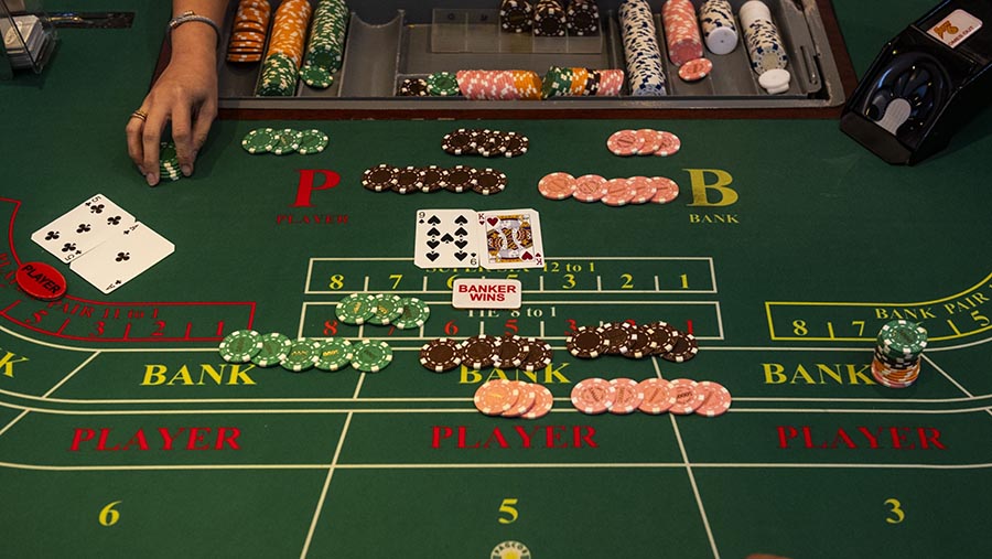Para pemain di meja Baccarat Super 6 di dalam Casino Filipino Citystate, di Manila, Filipina, Kamis (14/4/2024). (Lisa Marie David/Bloomberg)