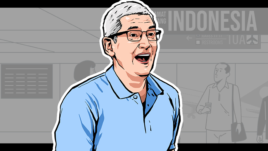Cover Bos Apple Tim Cook ke Indonesia 20 April 2024? (Arie Pratama/Bloomberg Technoz)