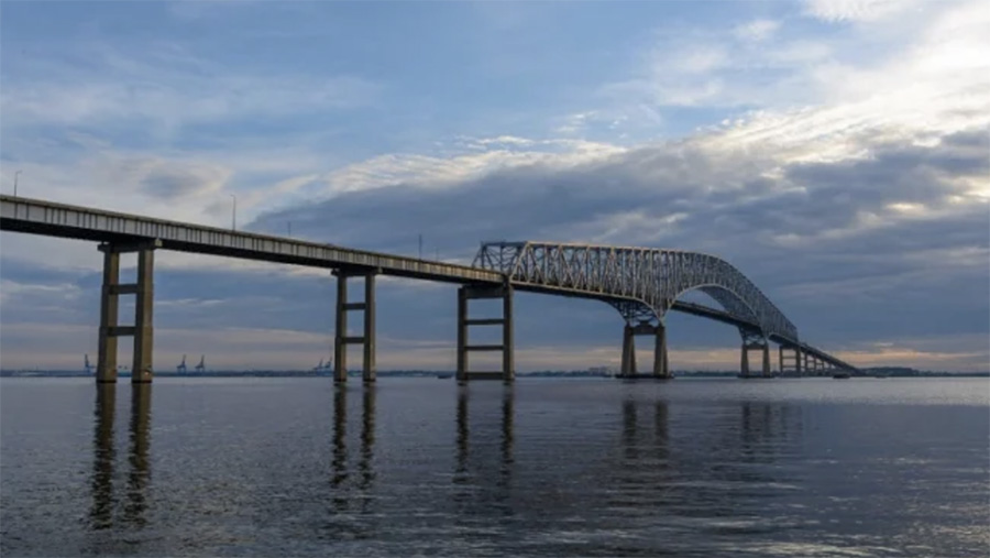 Jembatan Francis Scott Key, di kota Baltimore, Maryland, AS (Photo : Live Storm Chasers)