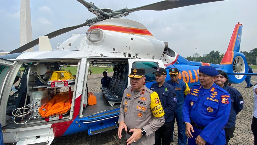 Korlantas Polri siapkan 2 helikopter menjadi ambulans udara selama mudik Lebaran 2024. (Dok. Humas Polri)