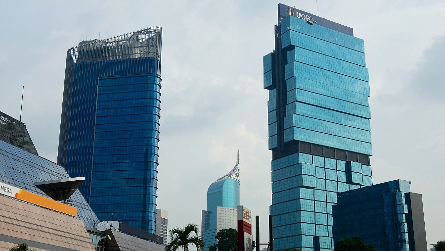 Gedung UOB Indonesia di kawasan MH Thamrin (Ed Wray/Bloomberg)