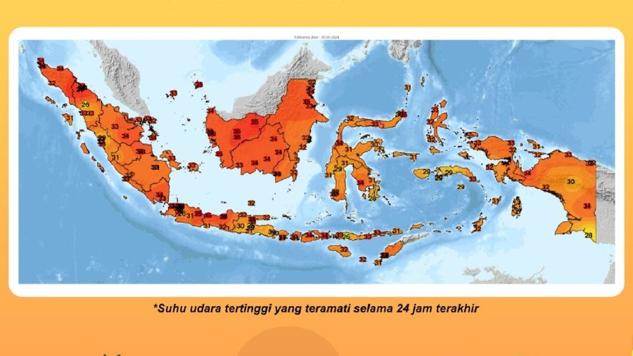 Ilustrasi Wilayah Indonesia Diserang Suhu Panas bukan Gelombang Panas. (Dok: BMKG)