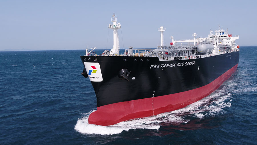 PT Pertamina International Shipping (PIS) tambah armada kapal tipe Very Large Gas Carriers (VLGC) yang dinamai Kapal Pertamina Gas Caspia. (Dok. PIS)