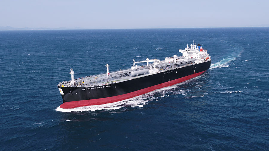 PT Pertamina International Shipping (PIS) tambah armada kapal tipe Very Large Gas Carriers (VLGC) yang dinamai Kapal Pertamina Gas Caspia. (Dok. PIS)