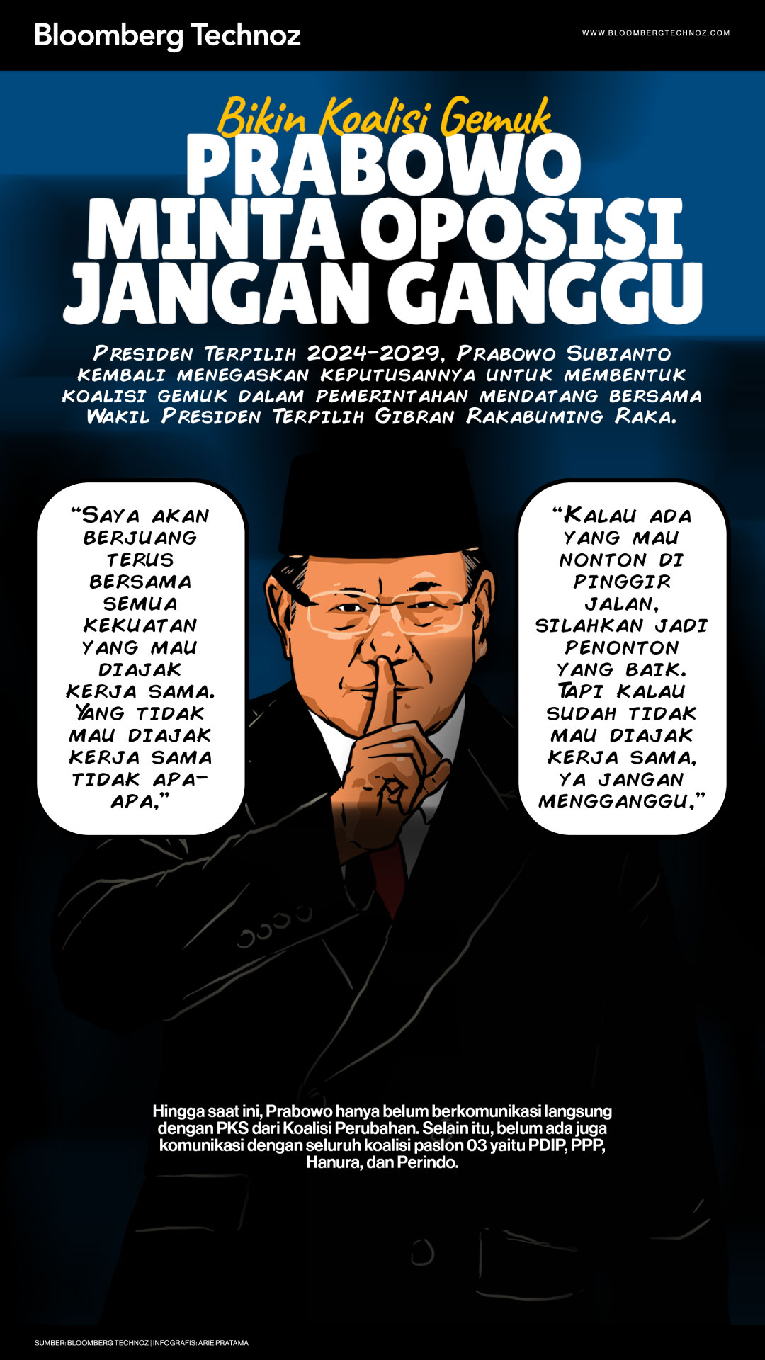 Bikin Koalisi Gemuk, Prabowo Minta Oposisi Jangan Ganggu (Bloomberg Technoz/Arie Pratama)