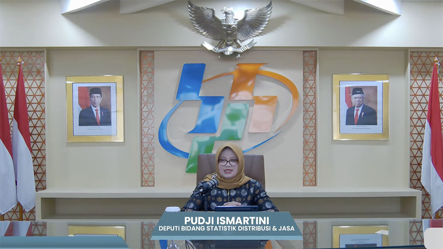 Deputi Bidang Distribusi dan Jasa BPS, Pudji Ismartini. (Tangkapan Layar Youtube BPS)