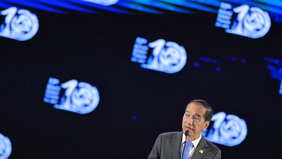 Presiden Joko Widodo (Jokowi) saat pembukaan World Water Forum ke-10 2024 di Nusa Dua, Bali, Senin (20/5/2024). (Medcen WWF 2024/Aprillio Akbar)