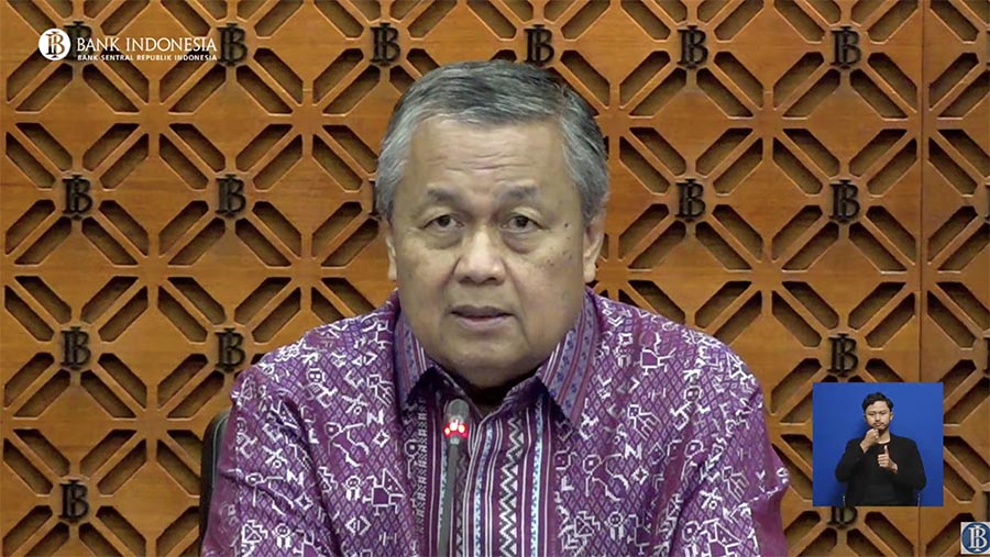 Gubernur Bank Indonesia, Perry Warjiyo mengumumkan Hasil Rapat Dewan Gubernur Bulanan Bulan Mei 2024. (Youtube Bank Indonesia)
