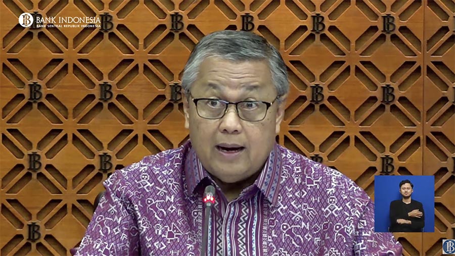 Gubernur Bank Indonesia, Perry Warjiyo mengumumkan Hasil Rapat Dewan Gubernur Bulanan Bulan Mei 2024. (Youtube Bank Indonesia)