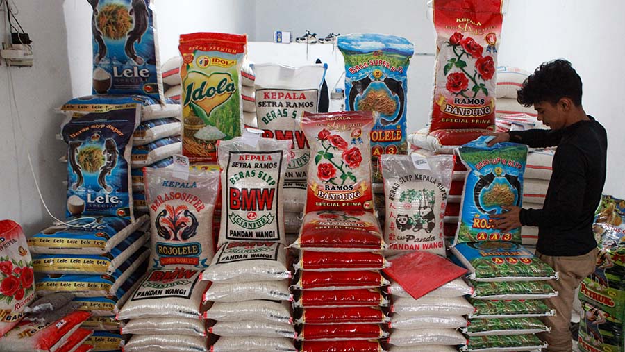 HET beras premium dan medium naik dari Rp1.000 per kg untuk setiap wilayah. (Bloomberg Technoz/ Andrean Kristianto)