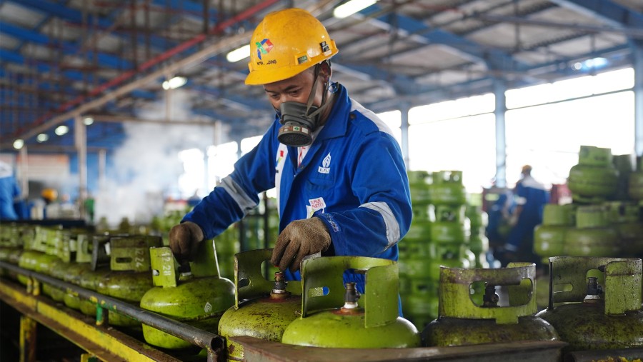 LPG 3 Kg di salah satu SPBE Pertamina di Jakarta Utara./dok. Biro Humas Kemendag