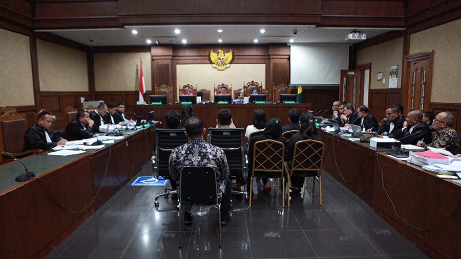 Keluarga terdakwa eks Mentan Syahrul Yasin Limpo (SYL) menjadi saksi di Pengadilan Tipikor, Senin (27/5/2024). (Bloomberg Technoz/Andrean Kristianto)
